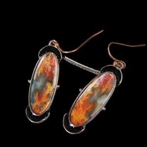 Earring hang fish hook style brown cream colors